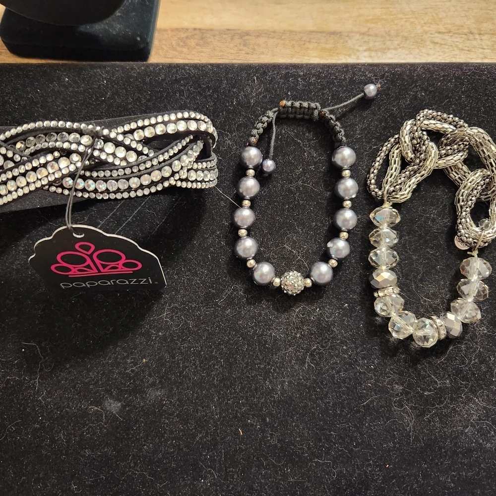 Black and Silver Rhinestone Bracelets - Picture 2 of 5